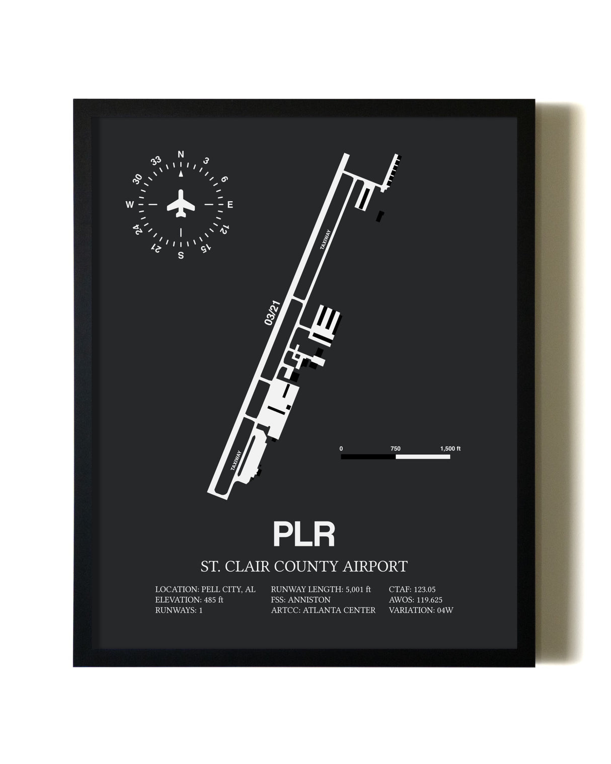 Unframed St. Clair County Airport map print poster