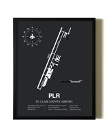 Unframed St. Clair County Airport map print poster