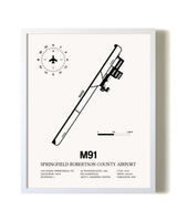 Springfield Robertson County Airport airport map poster in oak frame
