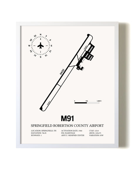 Springfield Robertson County Airport airport map poster in oak frame