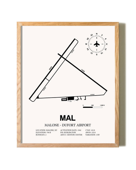 Malone-Dufort Airport framed print in natural wood frame