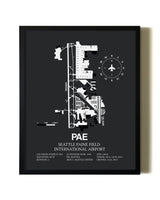 Unframed Seattle Paine Field International Airport map print poster