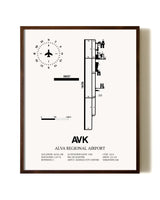 Alva Regional Airport aviation print in walnut frame