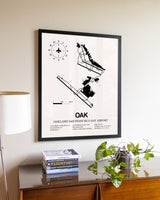 San Francisco Bay Oakland International Airport aviation wall décor in black wood frame