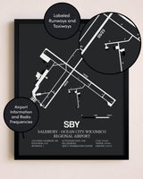 Salisbury-Ocean City Wicomico Regional Airport poster size comparison chart