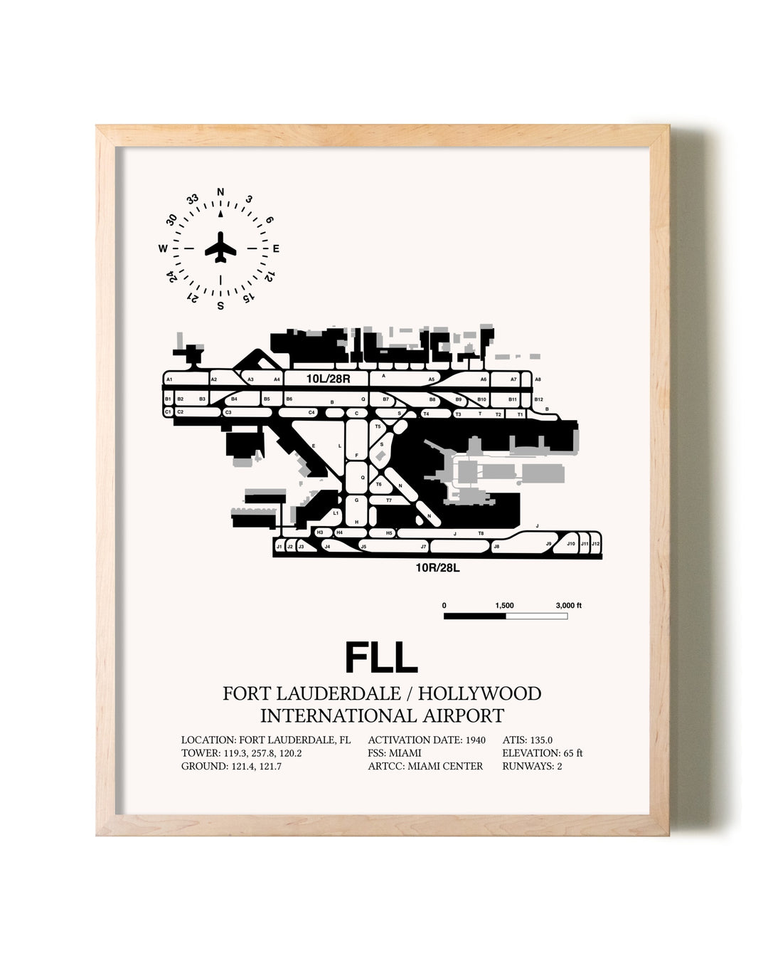 Fort Lauderdale / Hollywood International Airport framed wall art in white frame