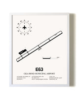 Gila Bend Municipal Airport airport map poster in oak frame