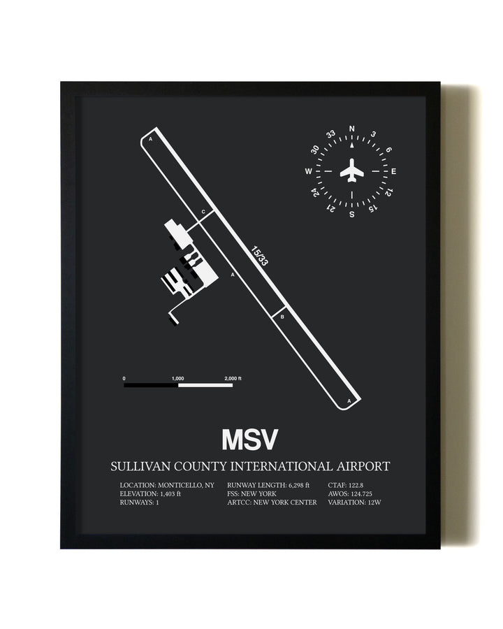 Unframed Sullivan County International Airport map print poster