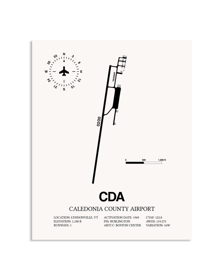 Gray Caledonia County Airport framed poster displayed in an airplane hangar