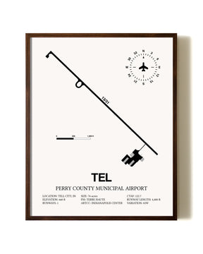 Perry County Municipal Airport aviation print in walnut frame