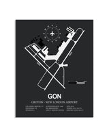 Gray Framed Groton-New London Airport layout wall art poster