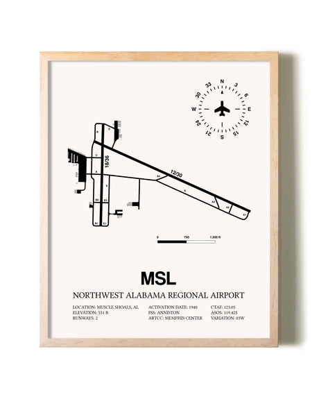 Northwest Alabama Regional Airport framed wall art in white frame