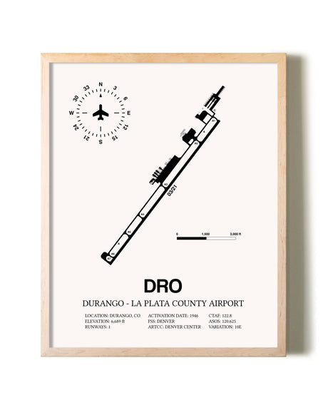 Durango-La Plata County Airport framed wall art in white frame