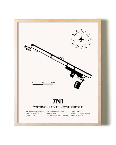 Corning - Painted Post Airport framed wall art in white frame