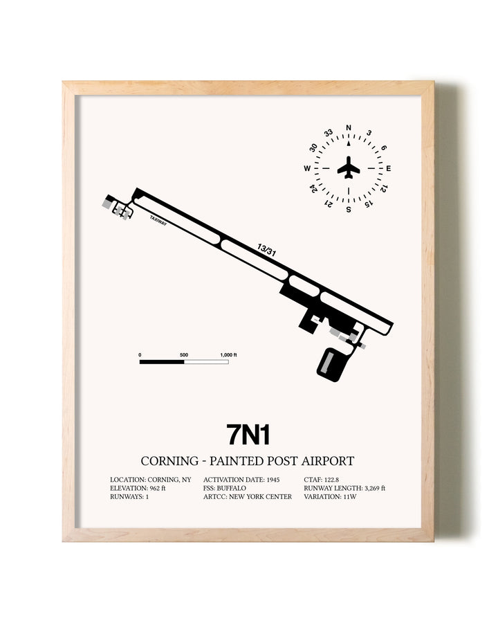 Corning - Painted Post Airport framed wall art in white frame
