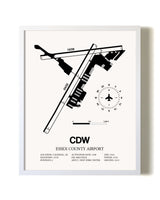 Essex County Airport airport map poster in oak frame