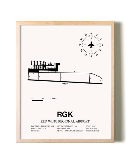 Red Wing Regional Airport framed wall art in white frame