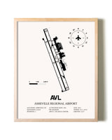 Asheville Regional Airport framed wall art in white frame