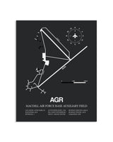 Gray Framed MacDill Air Force Base Auxiliary Field layout wall art poster
