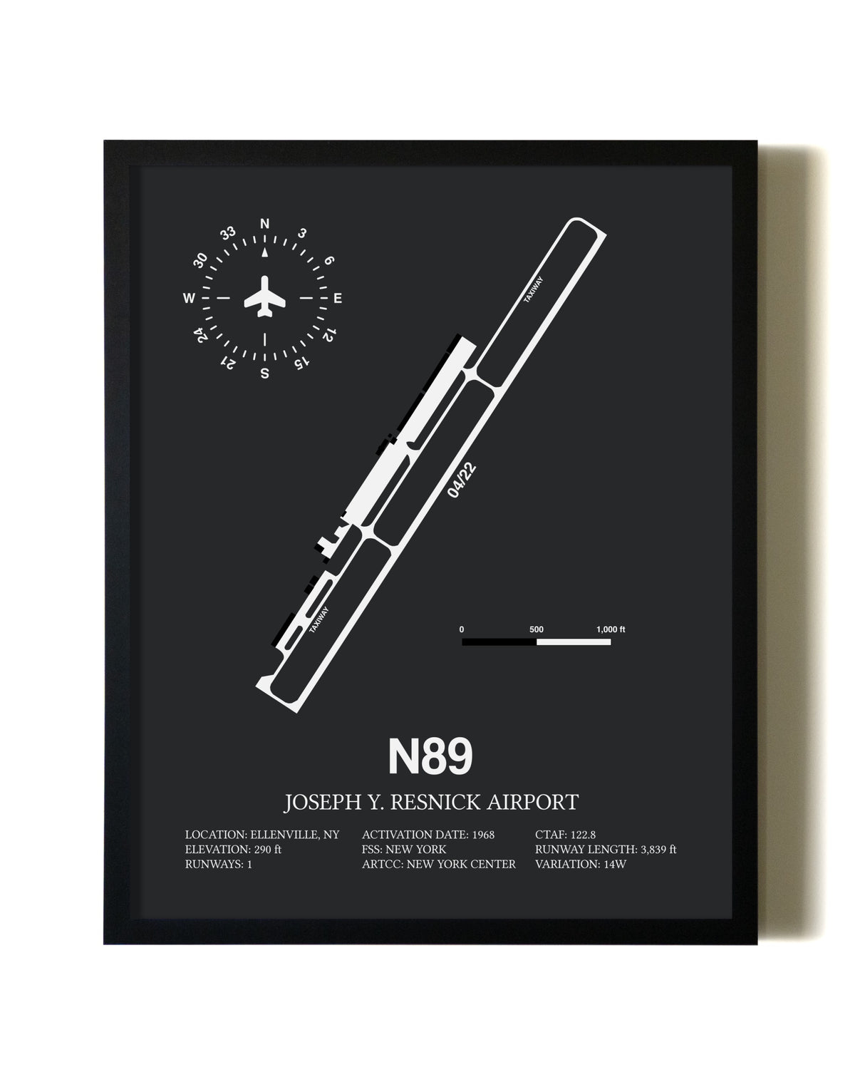 Unframed Joseph Y. Resnick Airport map print poster