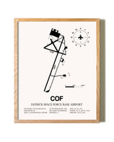 Patrick Space Force Base Airport framed print in natural wood frame