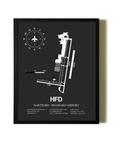 Unframed Hartford-Brainard Airport map print poster