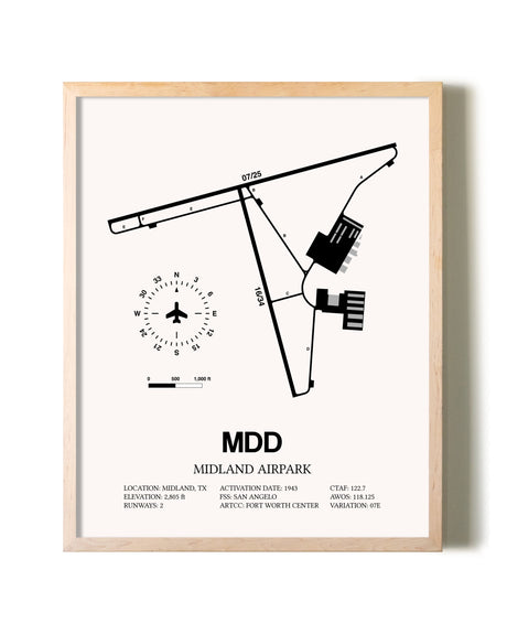 Midland Airpark framed wall art in white frame