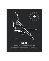 Gray Framed Minot International Airport layout wall art poster