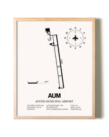 Austin Municipal Airport framed wall art in white frame