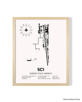 Detailed Airport Map of Boerne Stage Field (5C1) in White with a Natural Frame