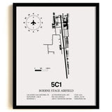 Framed Detailed Airport Map of Boerne Stage Field (5C1) in White with a Black Frame