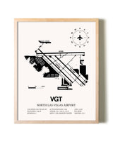 North Las Vegas Airport framed wall art in white frame