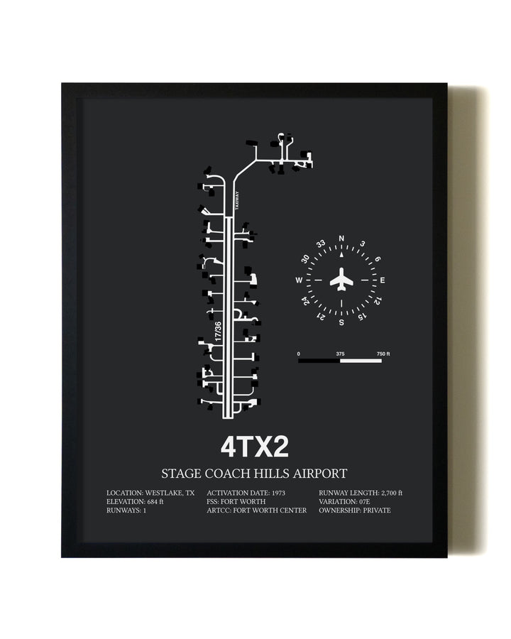 Unframed Stage Coach Hills Airport map print poster