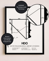 Framed South Texas Regional Airport At Hondo layout wall art poster
