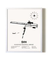 Statesville Regional Airport airport map poster in oak frame