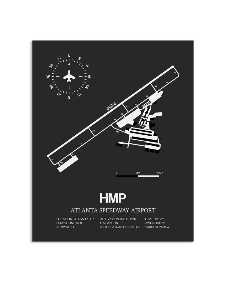 Gray Framed Atlanta Speedway Airport layout wall art poster