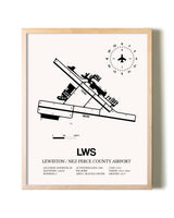 Lewiston / Nez Perce County Airport framed wall art in white frame