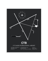 Gray Framed Cut Bank International Airport layout wall art poster