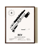 Birchwood Airport aviation print in walnut frame