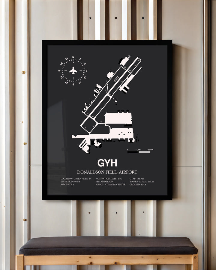 Frame color options for Donaldson Field Airport Wall Art