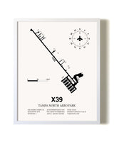 Tampa North Aero Park airport map poster in oak frame