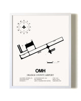 Orange County Airport airport map poster in oak frame