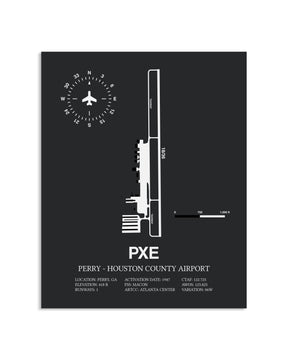 Gray Framed Perry-Houston County Airport layout wall art poster