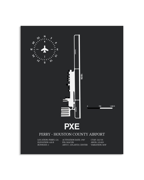 Gray Framed Perry-Houston County Airport layout wall art poster
