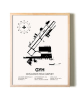 Donaldson Field Airport framed wall art in white frame