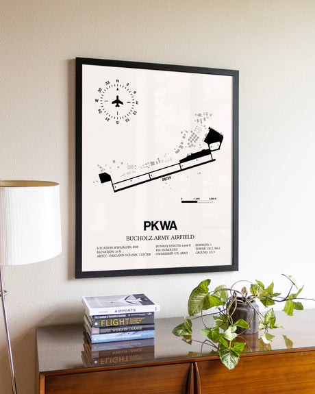 Bucholz Army Airfield aviation wall décor in black wood frame