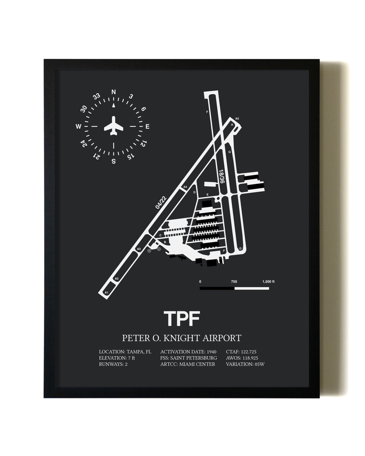 Unframed Peter O. Knight Airport map print poster