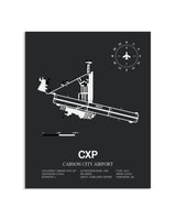 Gray Framed Carson City Airport layout wall art poster