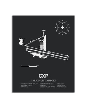 Gray Framed Carson City Airport layout wall art poster