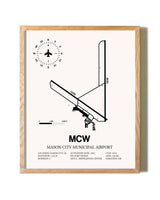 Mason City Municipal Airport framed print in natural wood frame